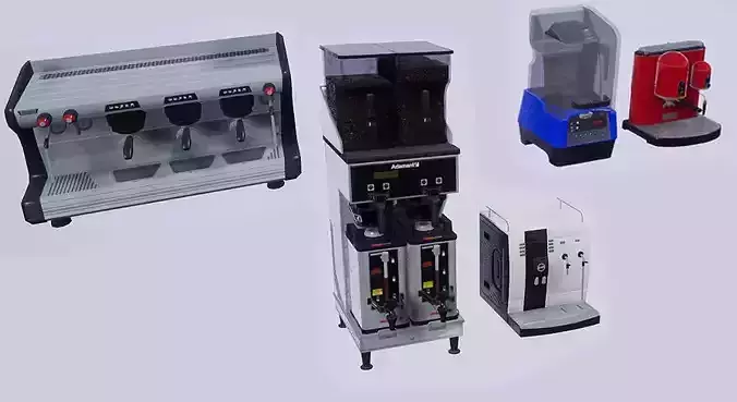 Low Poly Coffee Machines Low-poly 3D model