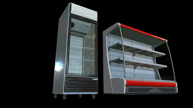 Commercial Fridge Freezer set Low-poly 3D model