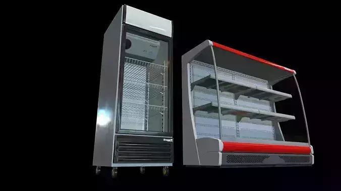 Commercial Fridge Freezer set Low-poly 3D model