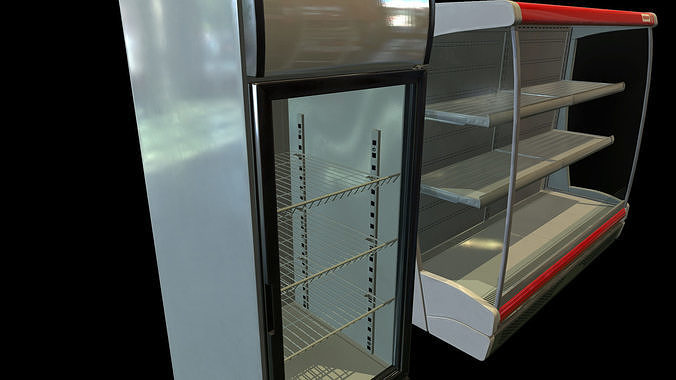 Commercial Fridge Freezer set Low-poly 3D model 6