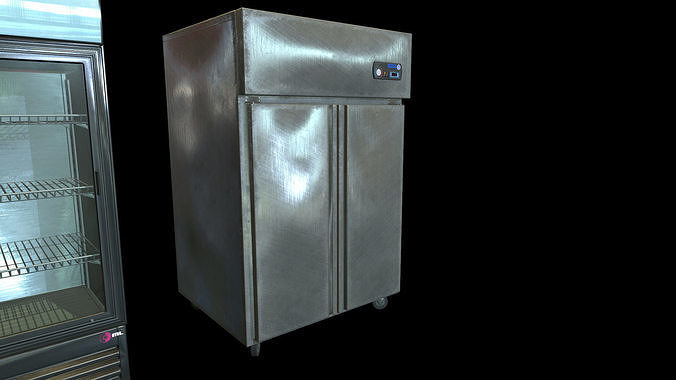 Commercial Fridge Freezer set Low-poly 3D model 7