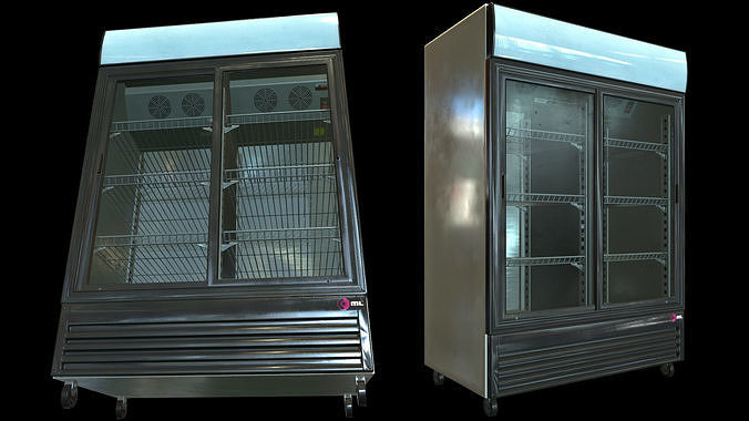 Commercial Fridge Freezer set Low-poly 3D model 2