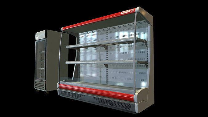 Commercial Fridge Freezer set Low-poly 3D model 3