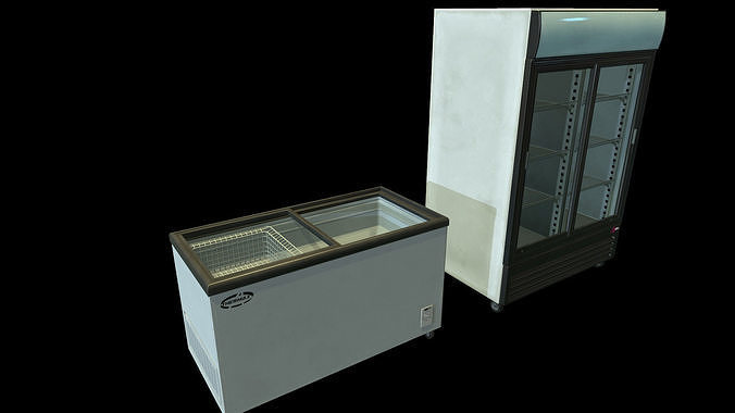 Commercial Fridge Freezer set Low-poly 3D model 4