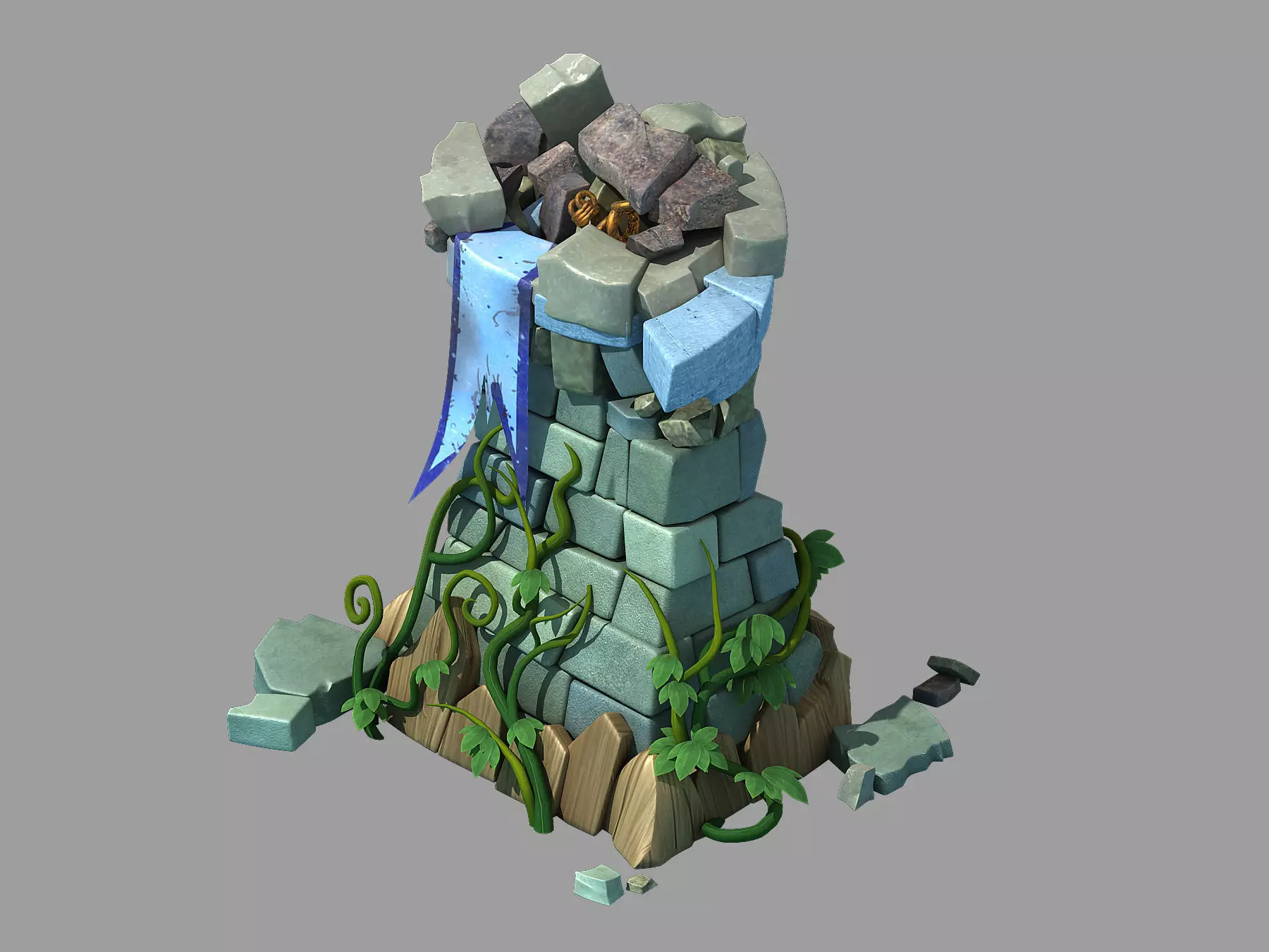 Game Cartoon - Angle House Damage Status 03 3D model