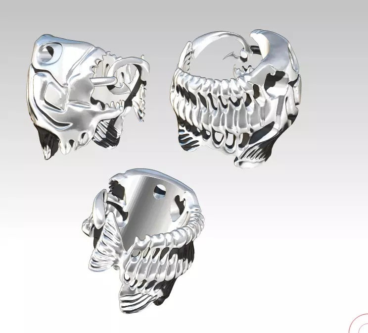 Fish  Piranha Ring 3D print model_0