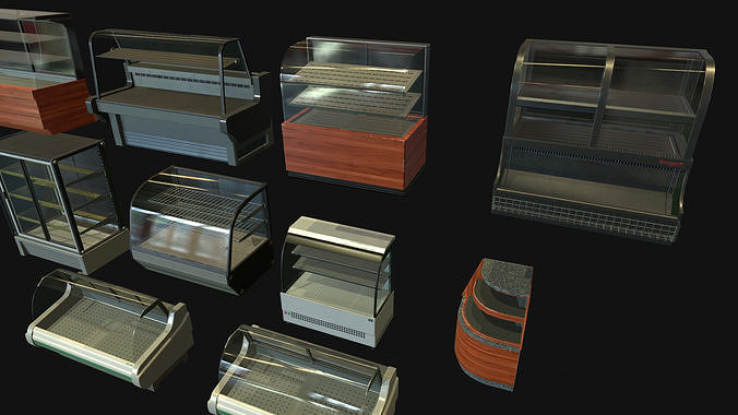 Commercial Food Display counters Low-poly 3D model
