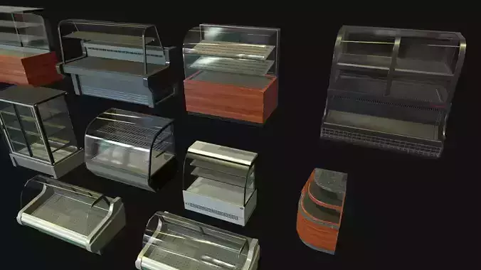 Commercial Food Display counters Low-poly 3D model