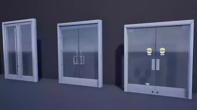 Commercial Glass Doors Low-poly 3D model