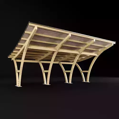Modern wooden carport suburban outdoor parking canopy