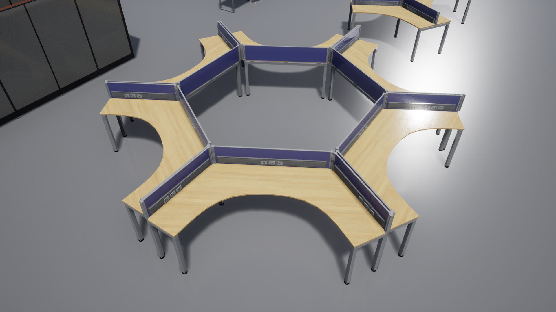 Office cubicle set Low-poly 3D model_7