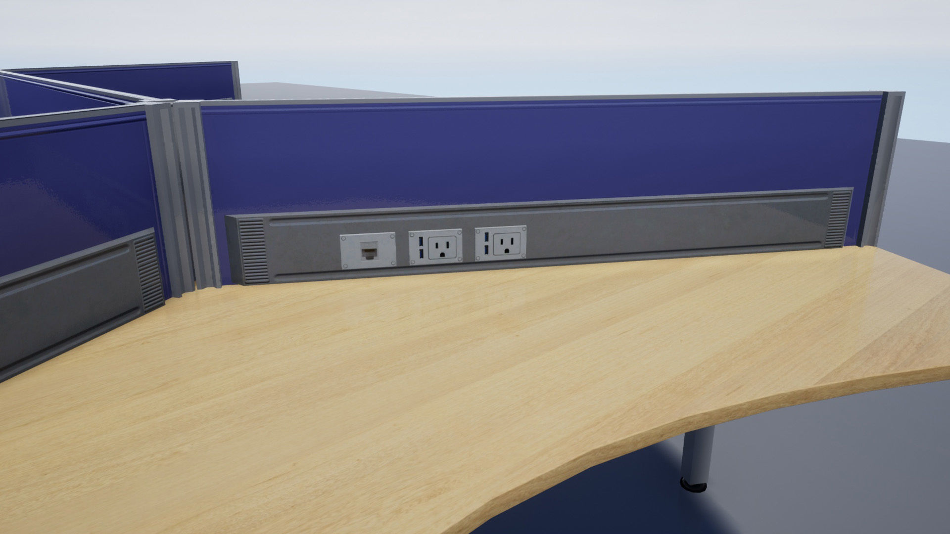 Office cubicle set Low-poly 3D model_9