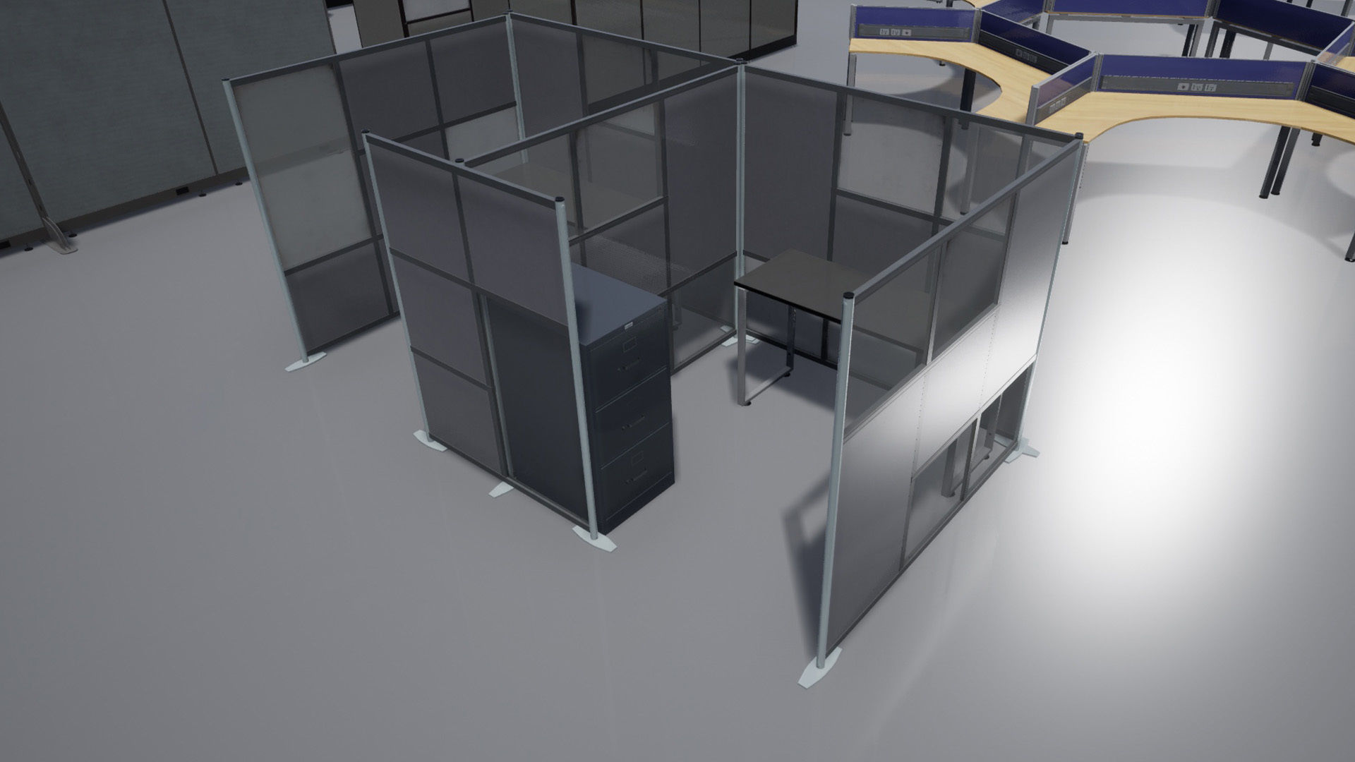 Office cubicle set Low-poly 3D model_14