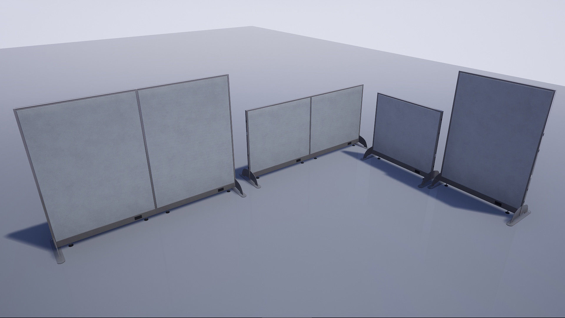 Office cubicle set Low-poly 3D model_19