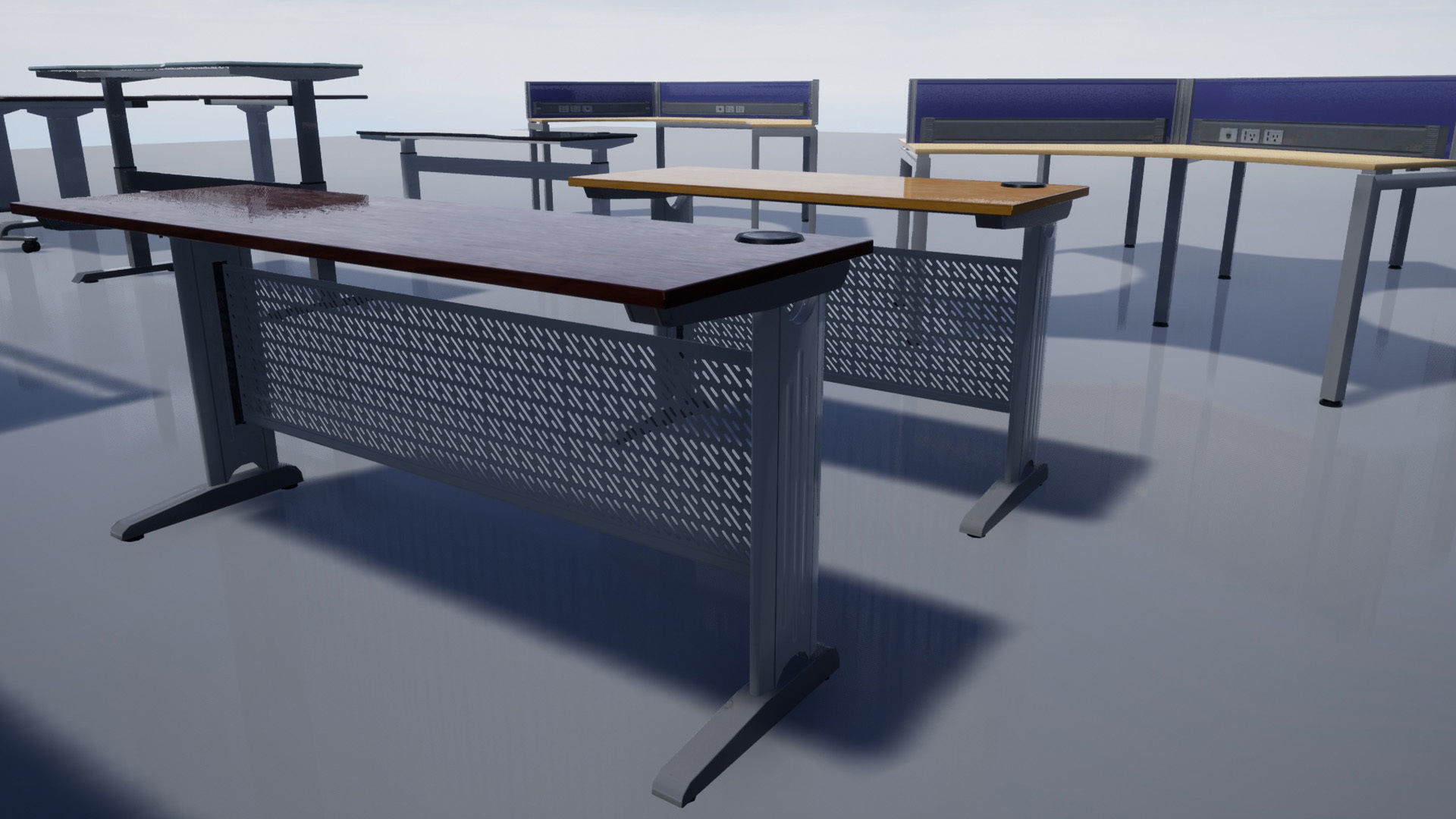 Office cubicle set Low-poly 3D model_8