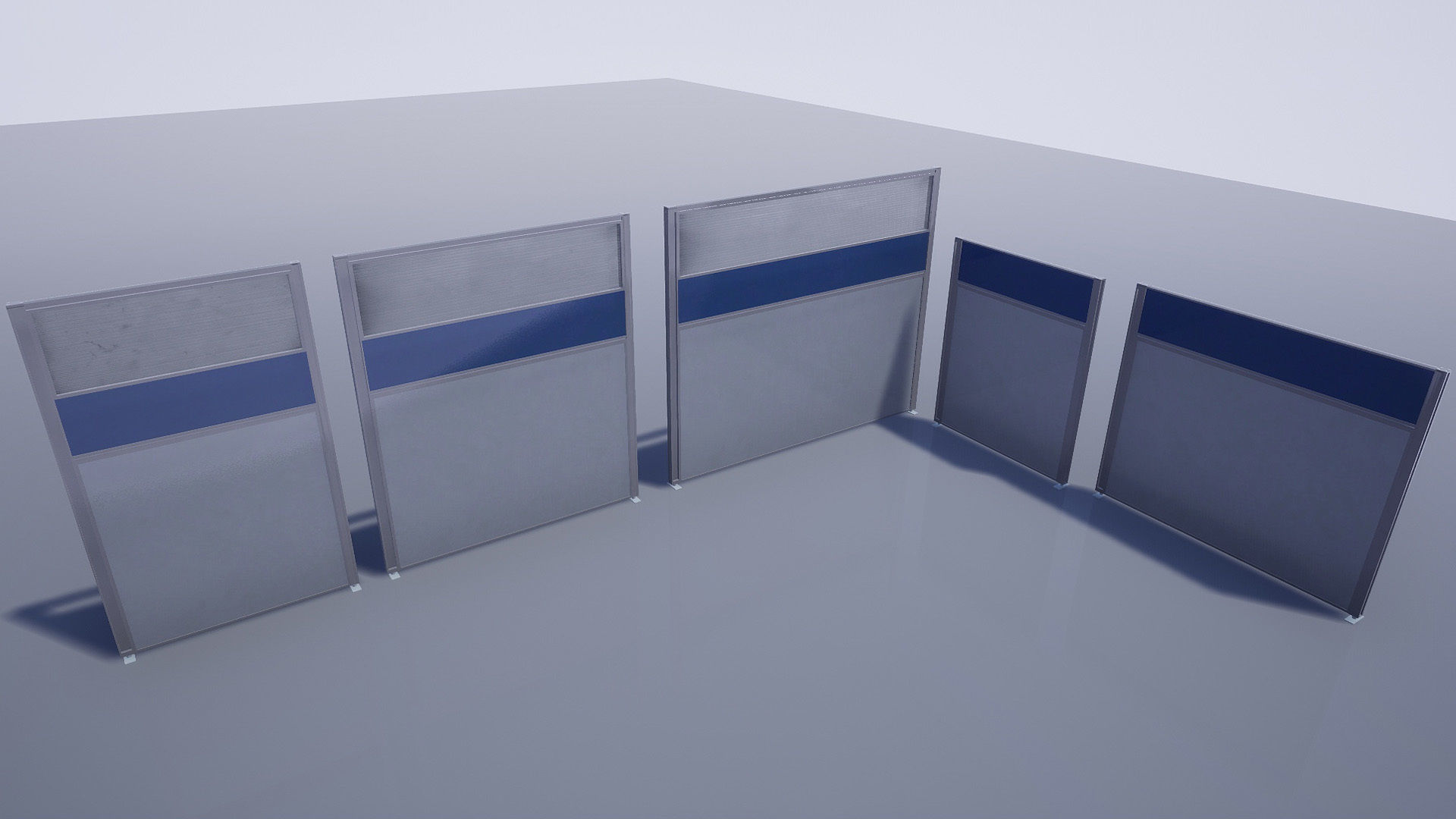 Office cubicle set Low-poly 3D model_17