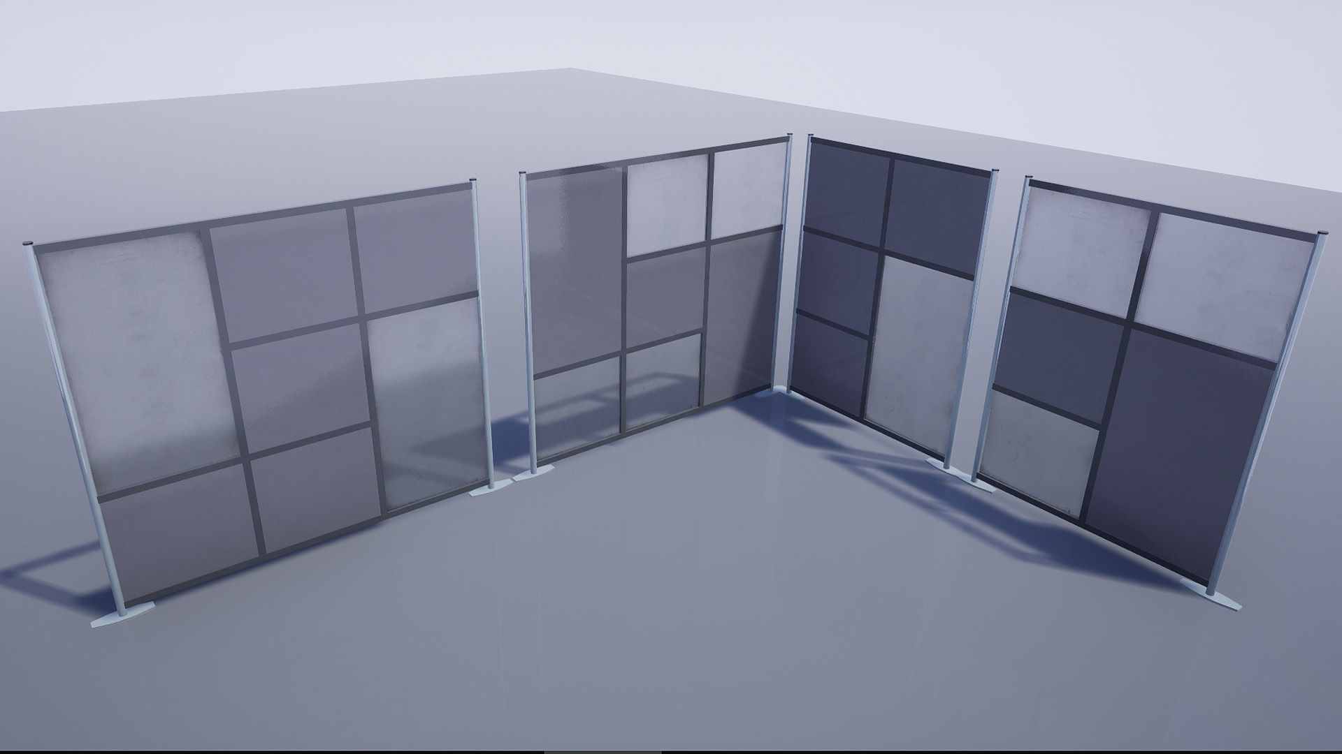 Office cubicle set Low-poly 3D model_5