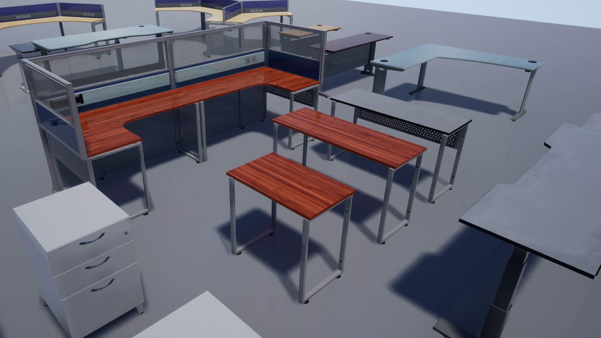 Office cubicle set Low-poly 3D model_11