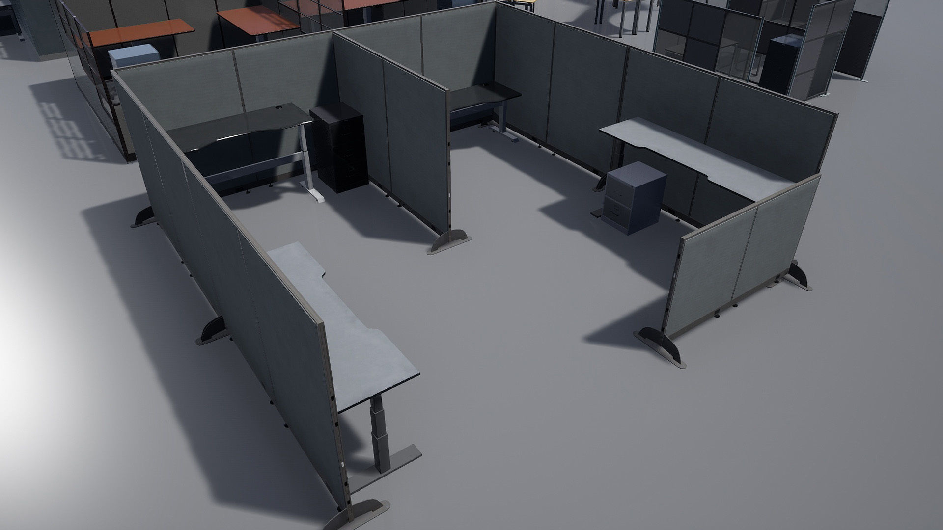 Office cubicle set Low-poly 3D model_21