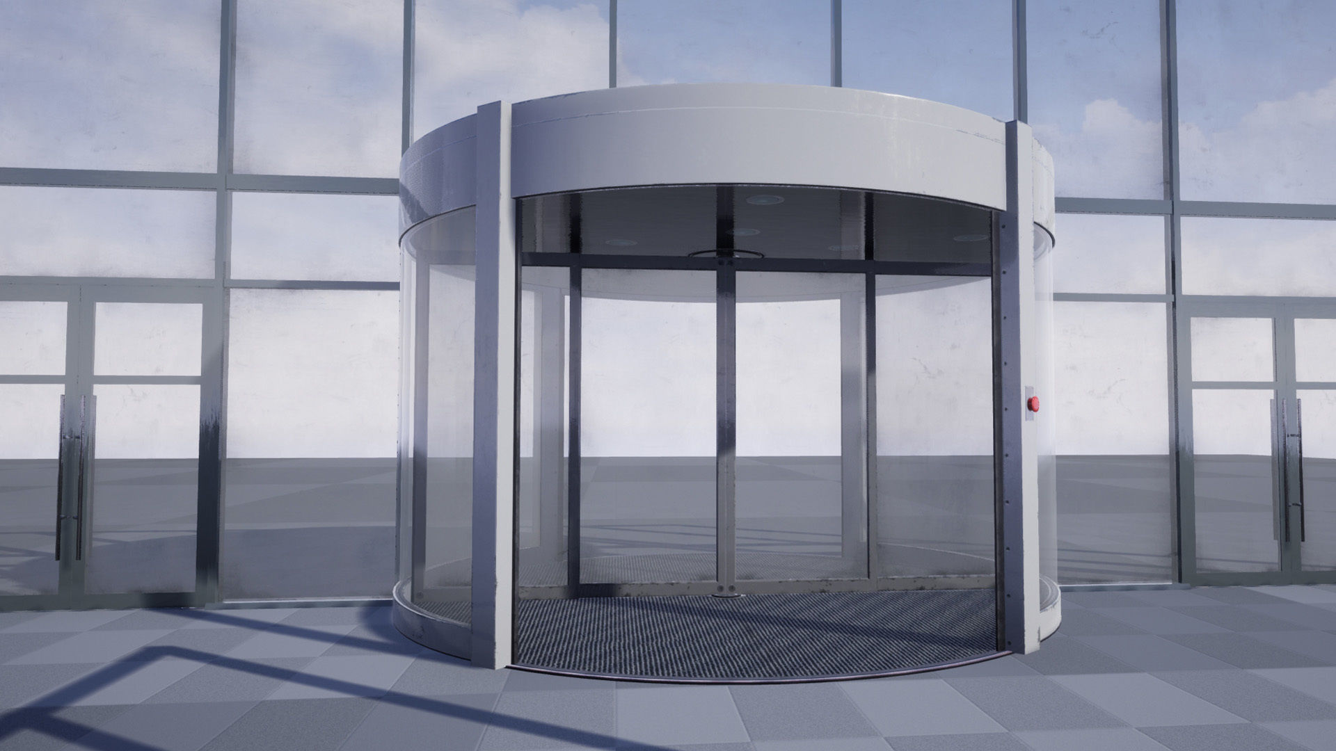 Revolving door set Low-poly 3D model_5