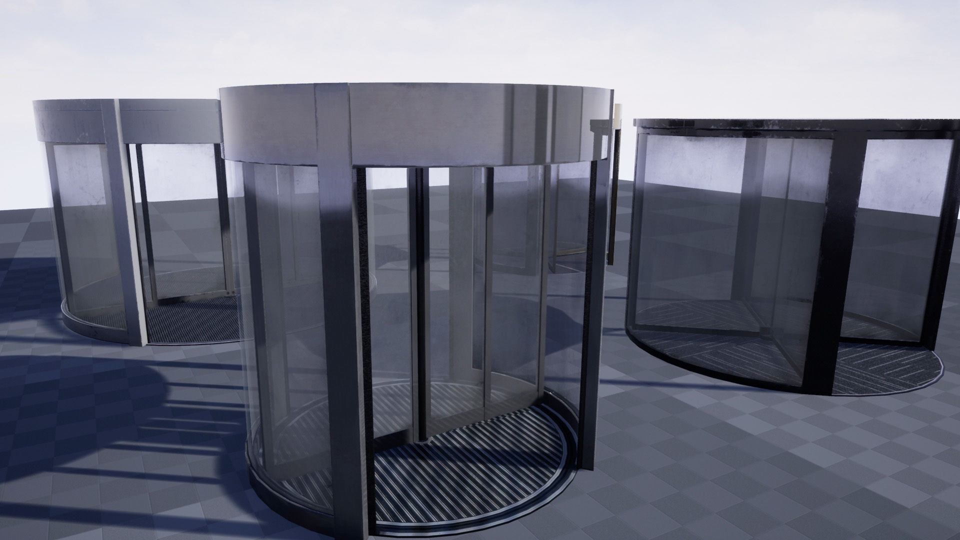 Revolving door set Low-poly 3D model_2