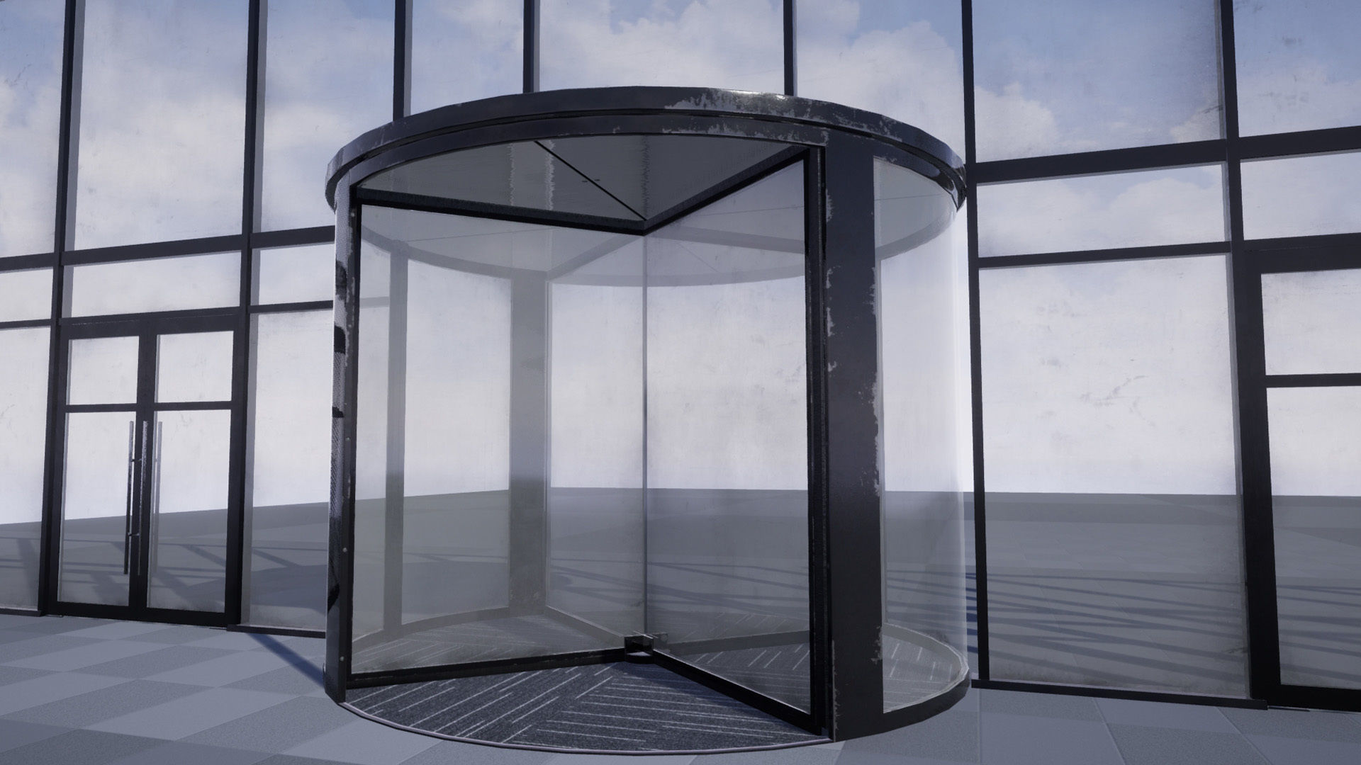 Revolving door set Low-poly 3D model_7