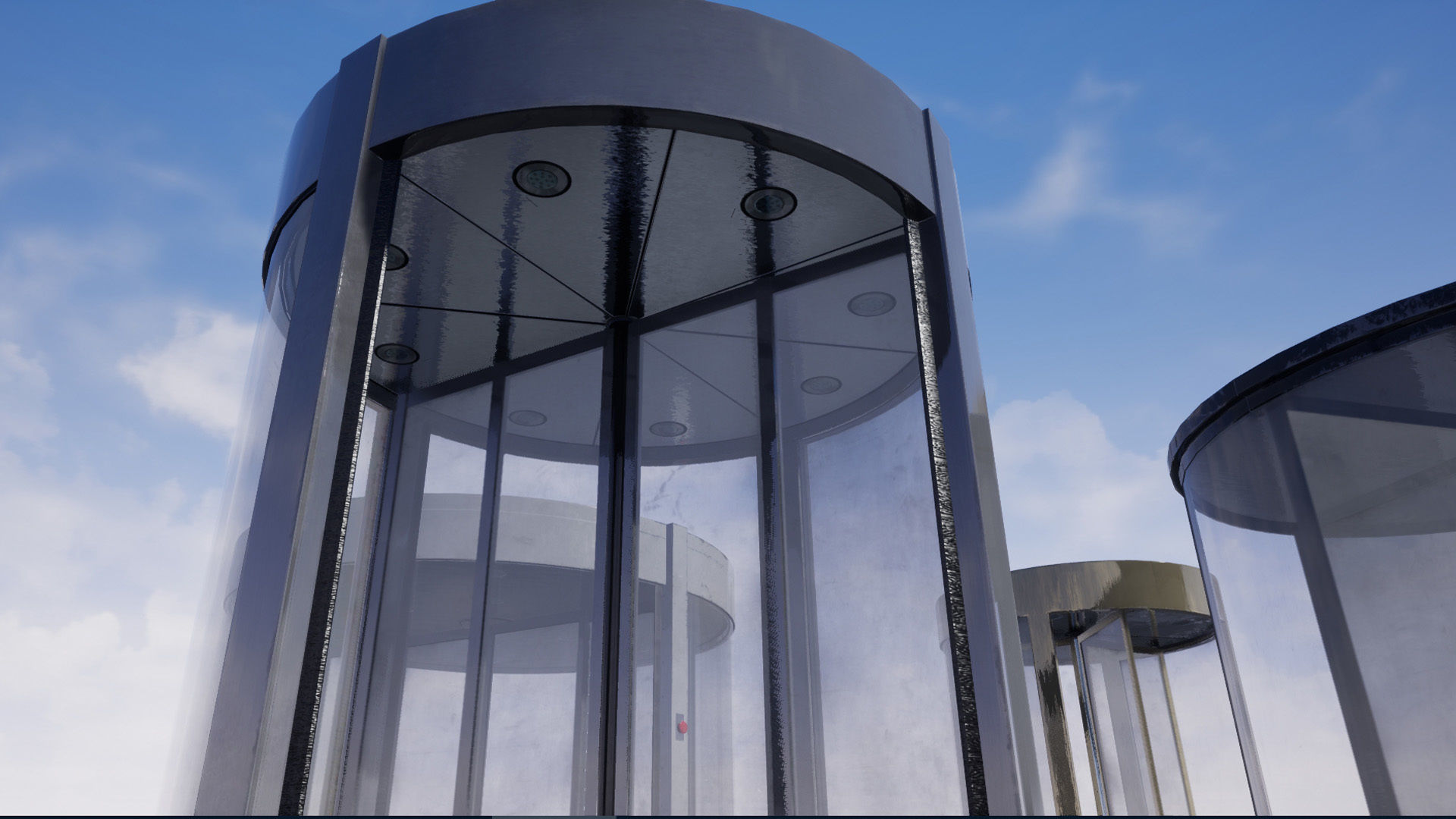Revolving door set Low-poly 3D model_10