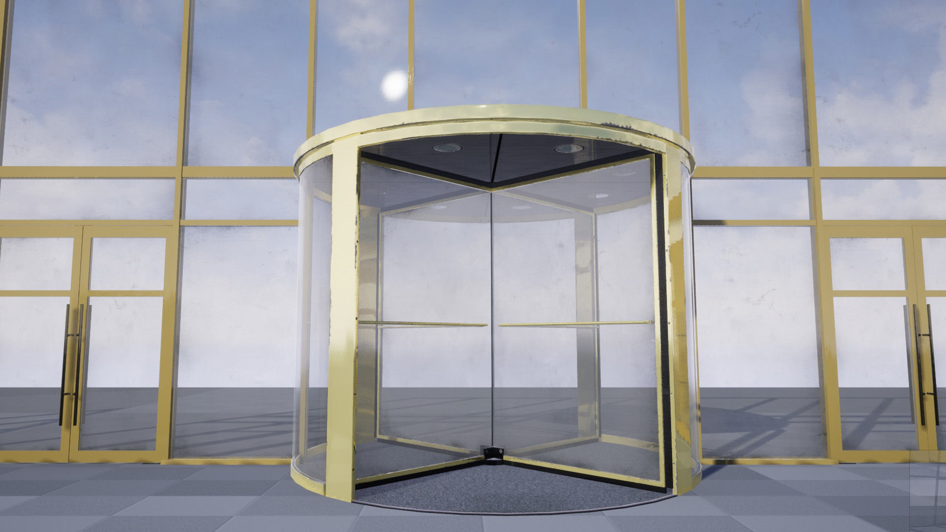 Revolving door set Low-poly 3D model_8