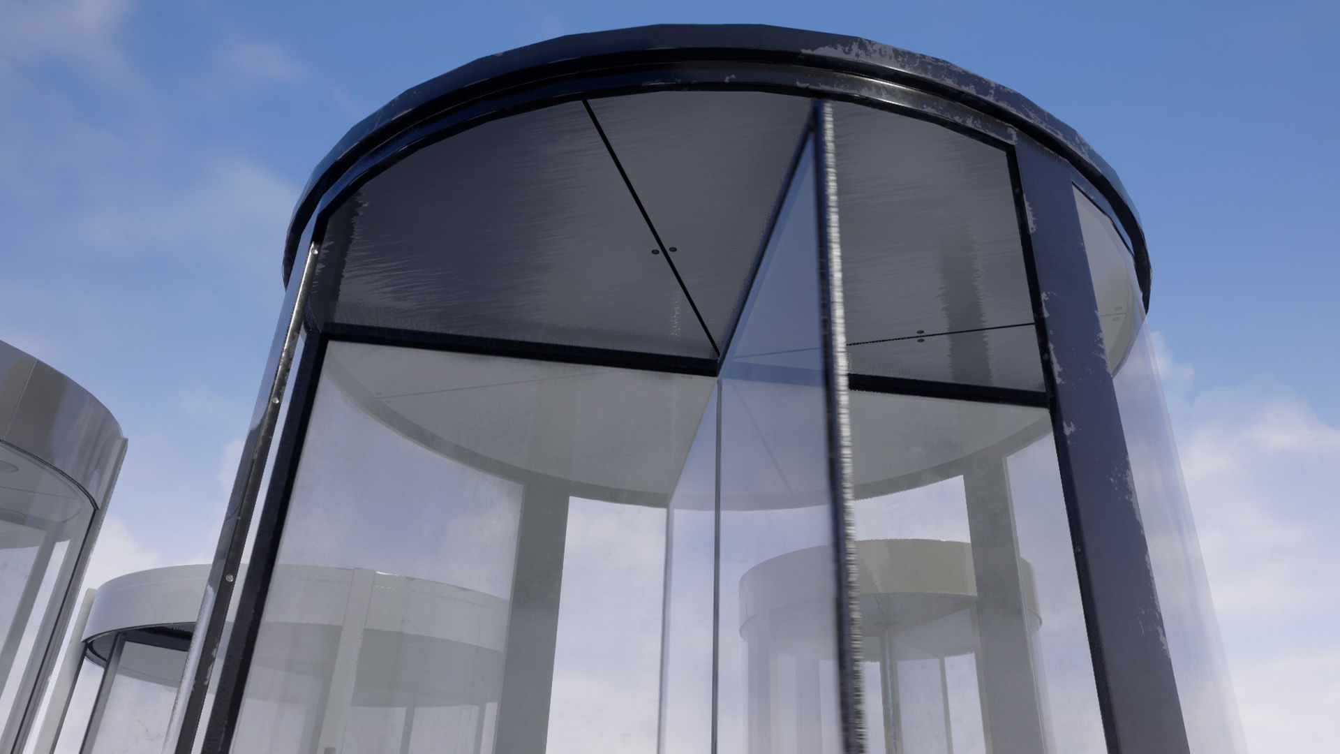 Revolving door set Low-poly 3D model_16