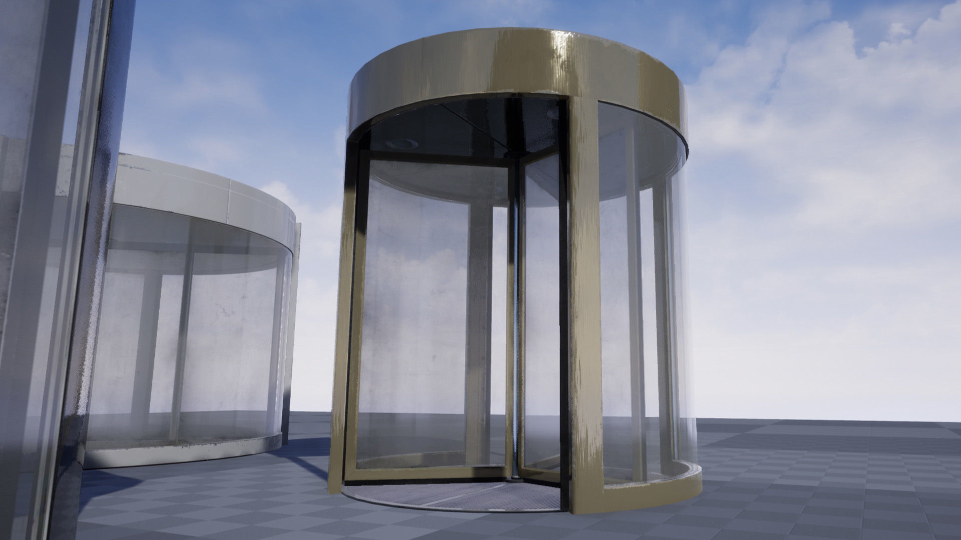 Revolving door set Low-poly 3D model_17