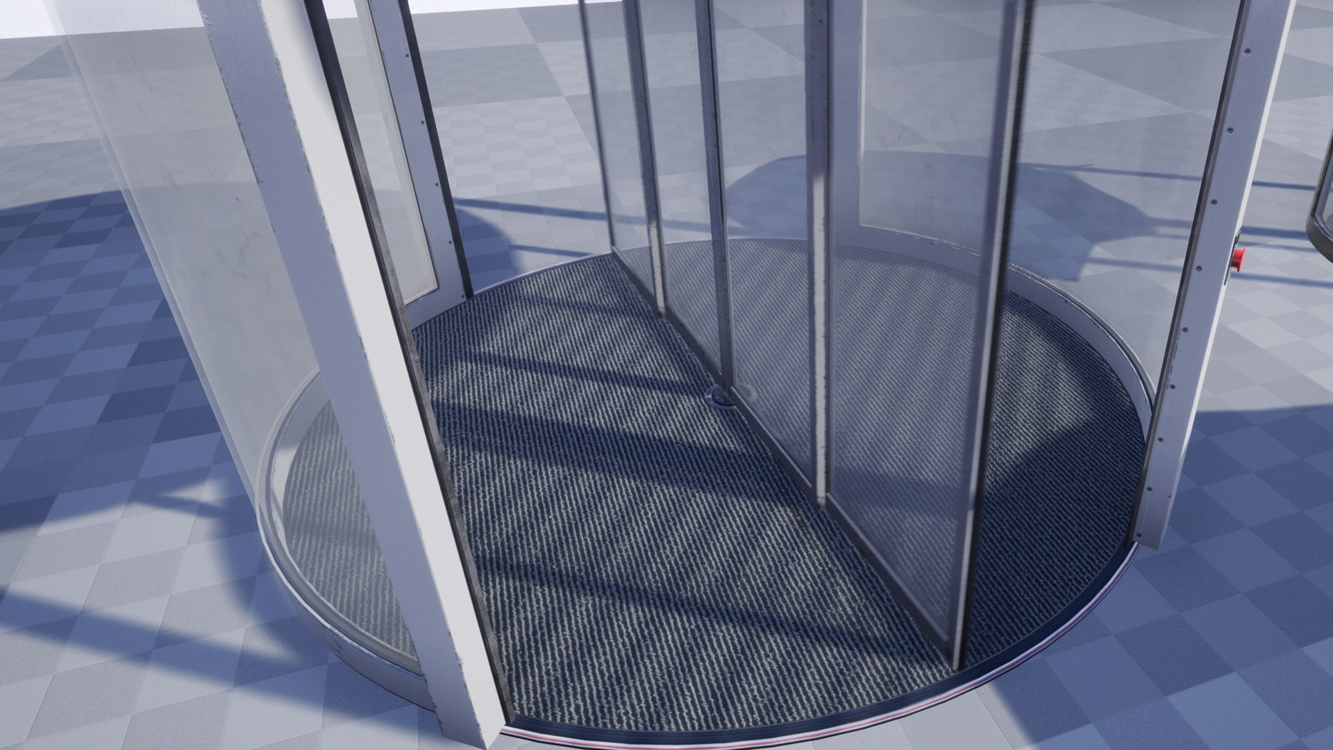 Revolving door set Low-poly 3D model_14