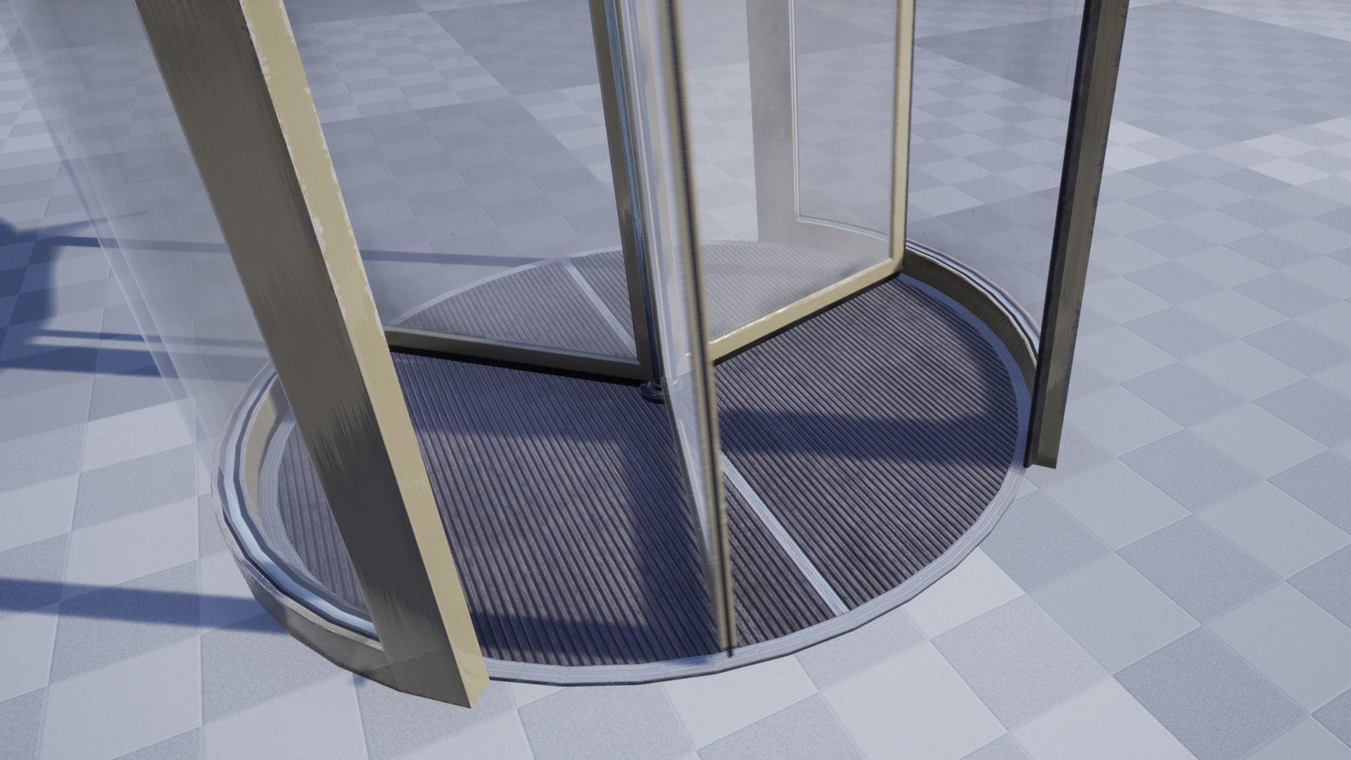 Revolving door set Low-poly 3D model_13
