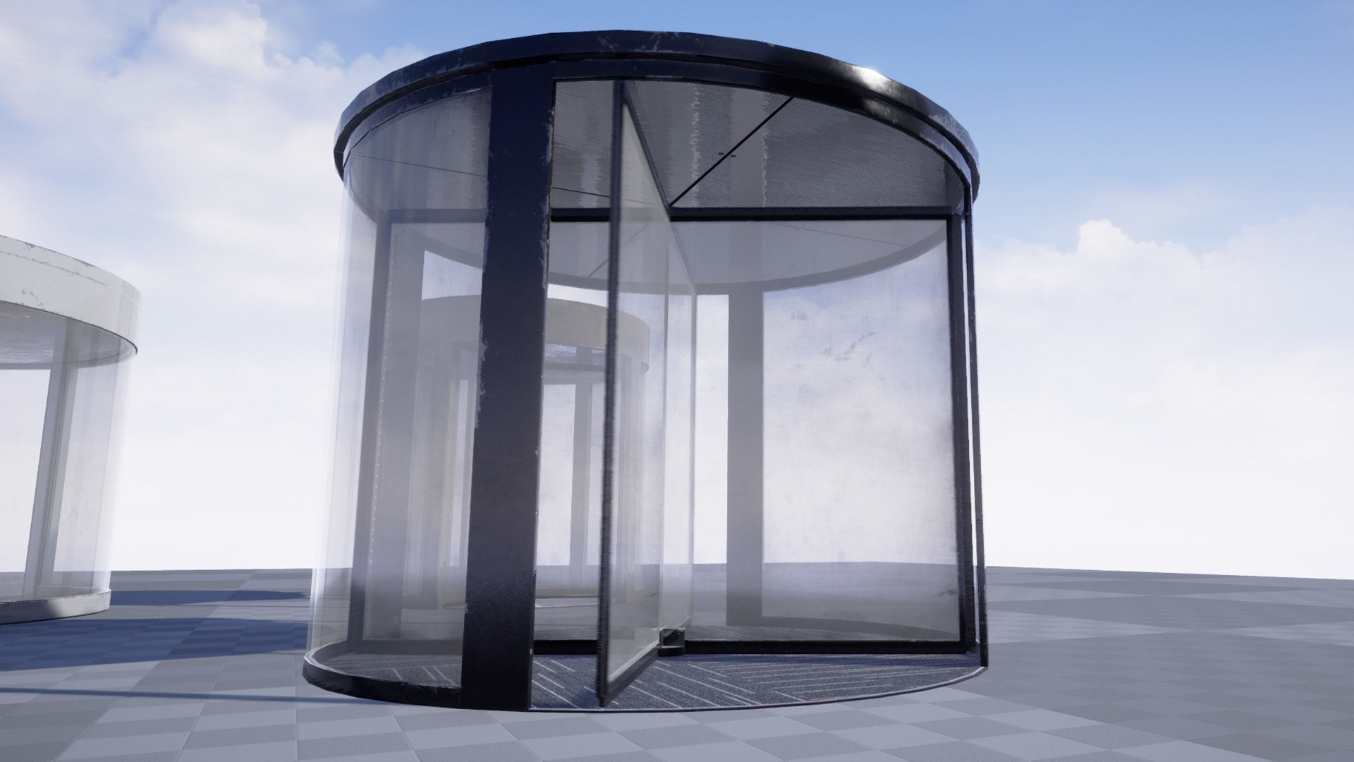 Revolving door set Low-poly 3D model_12