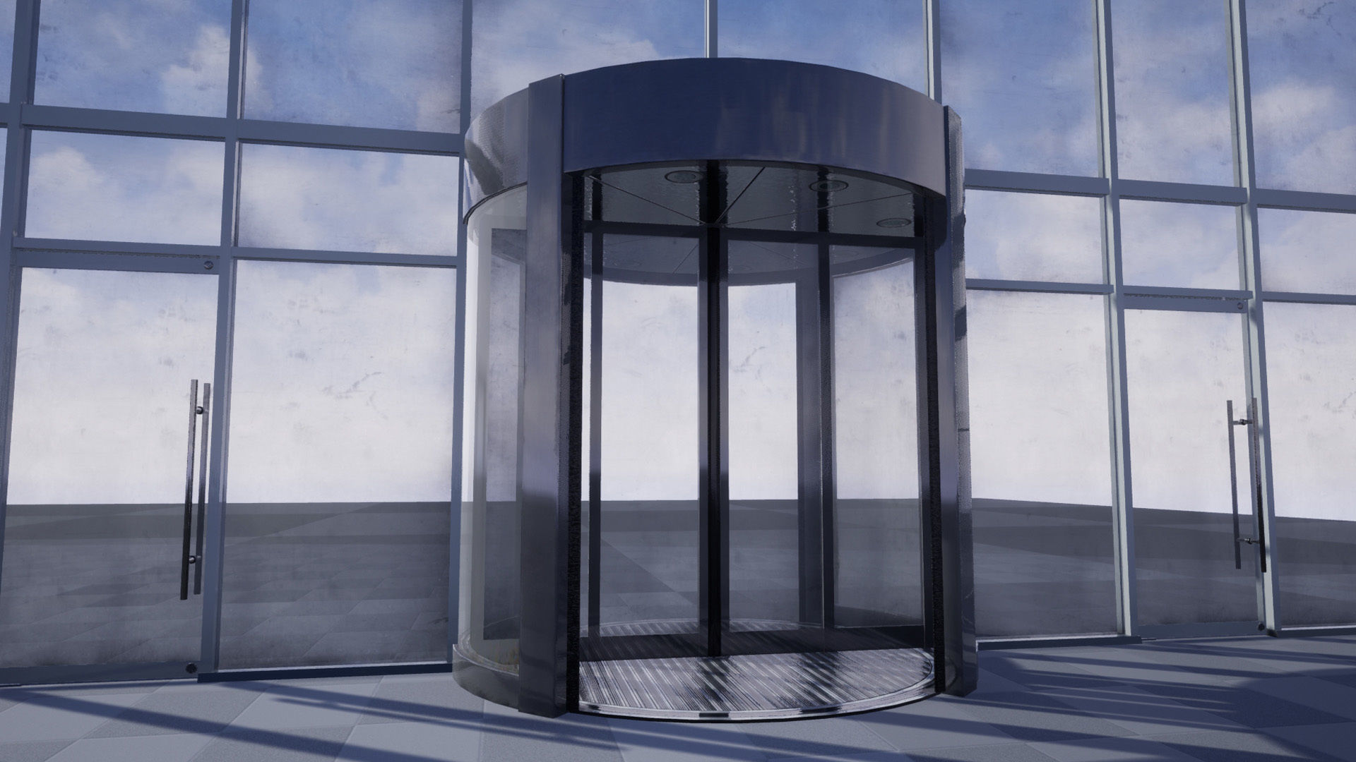 Revolving door set Low-poly 3D model_9