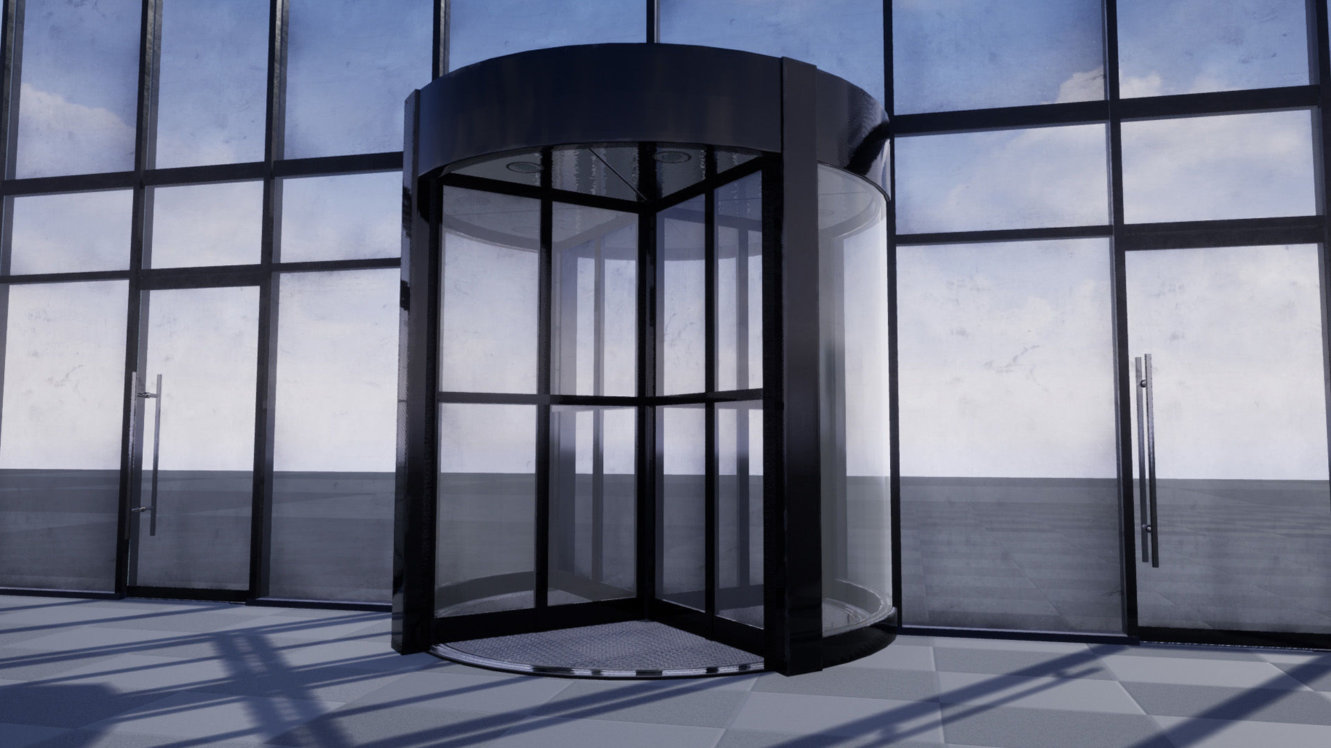Revolving door set Low-poly 3D model_4