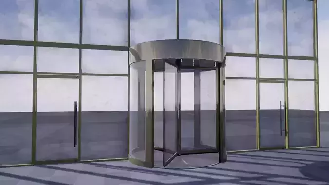 Revolving door set Low-poly 3D model