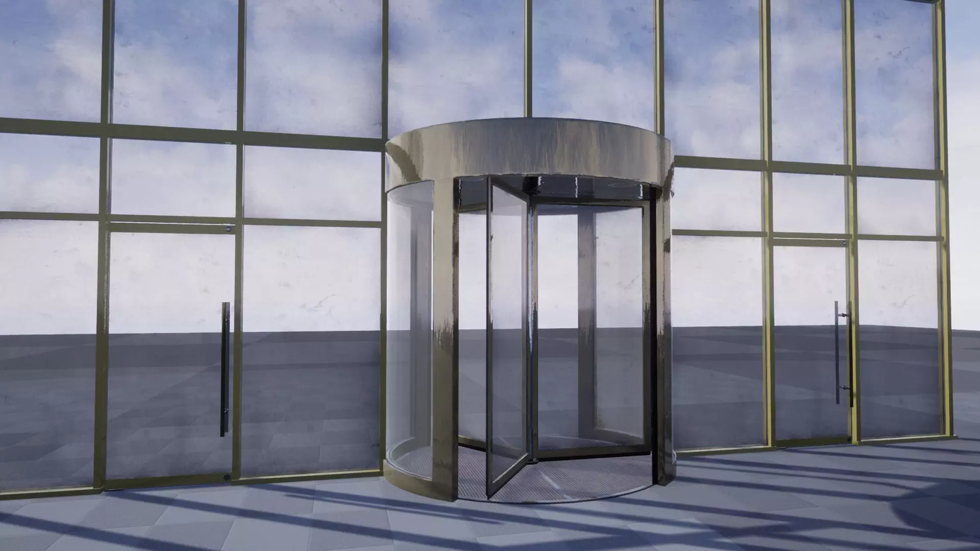Revolving door set Low-poly 3D model_0