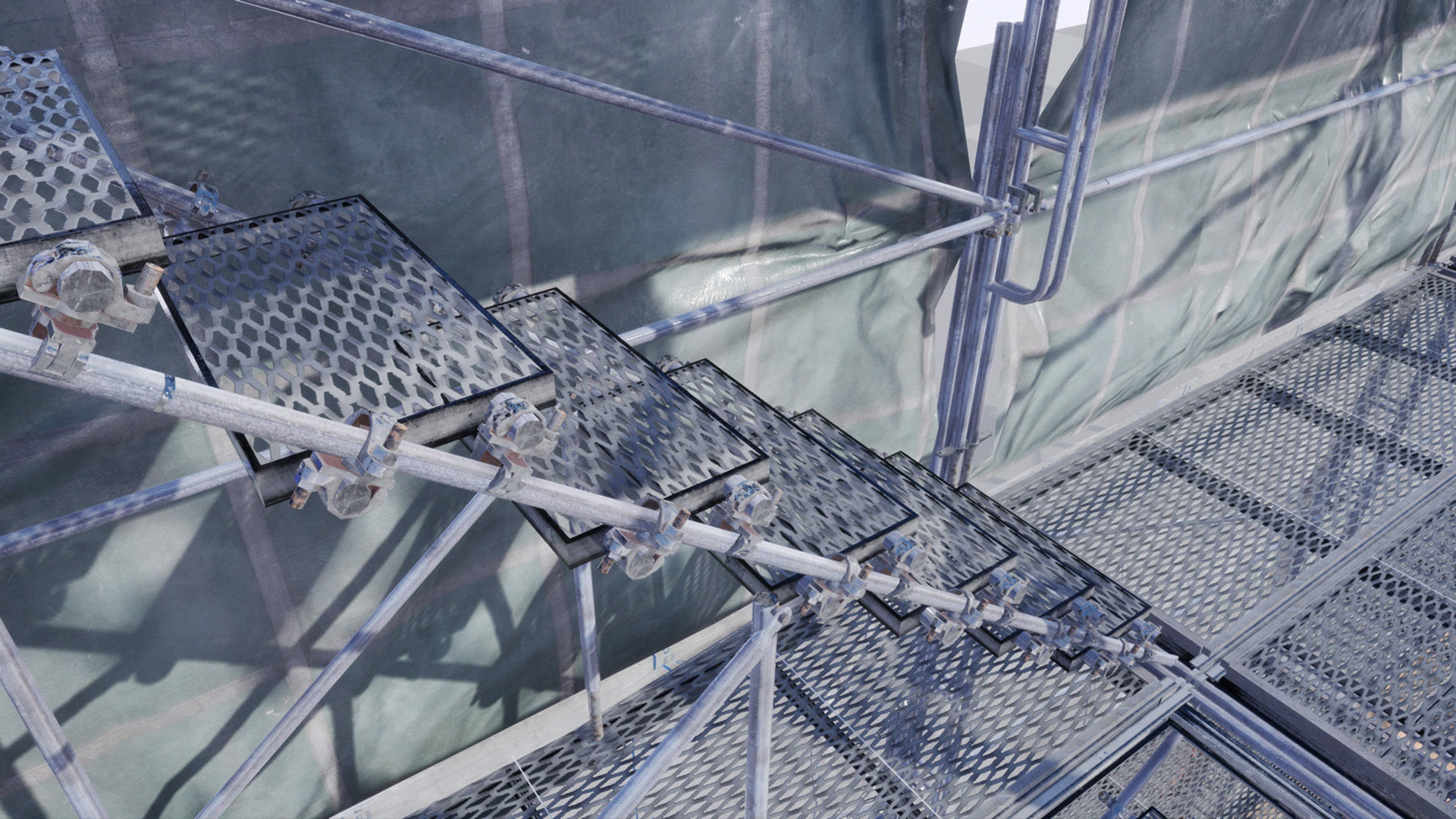 Modular Scaffolding Set Low-poly 3D model_8