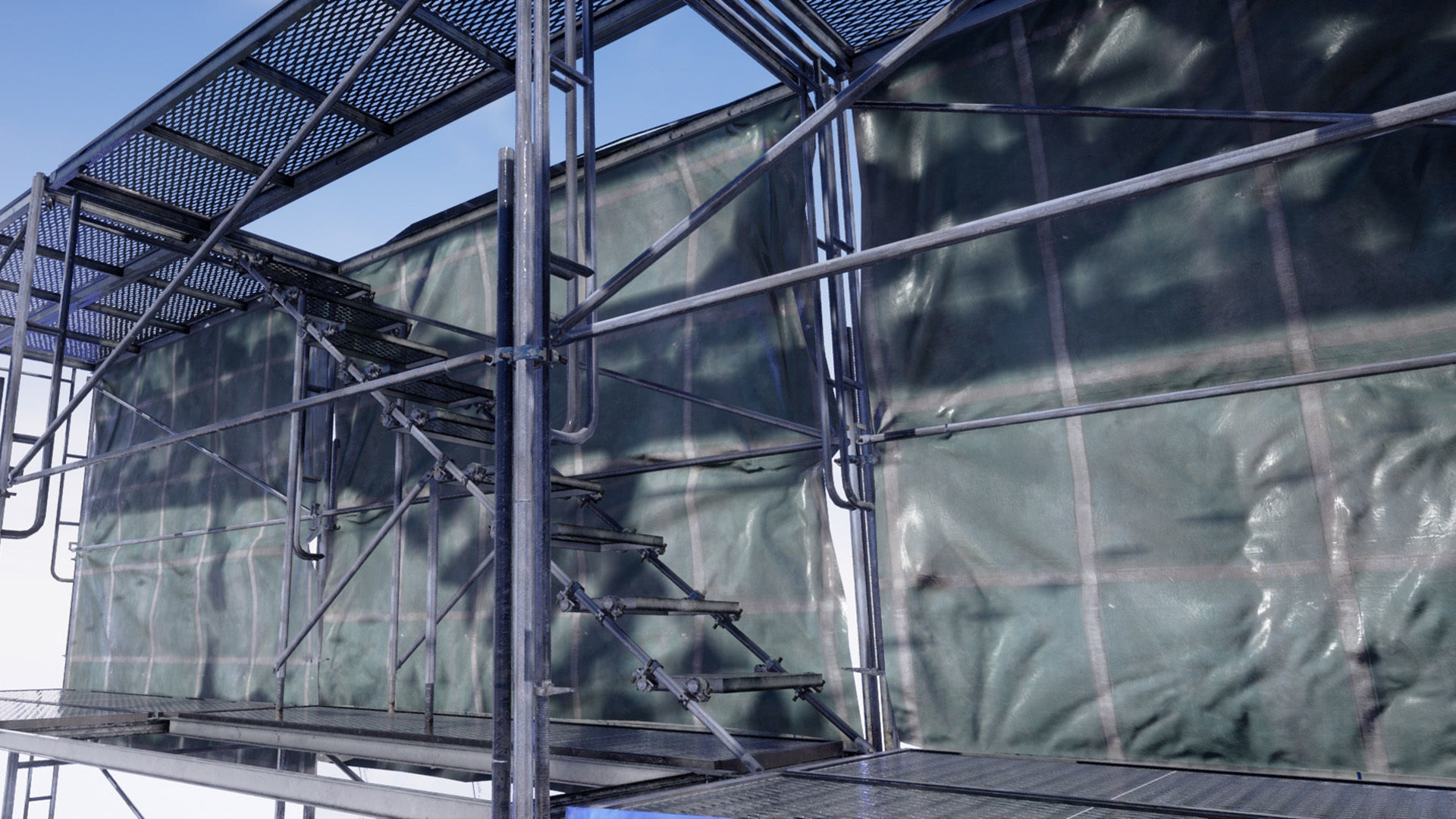 Modular Scaffolding Set Low-poly 3D model_4