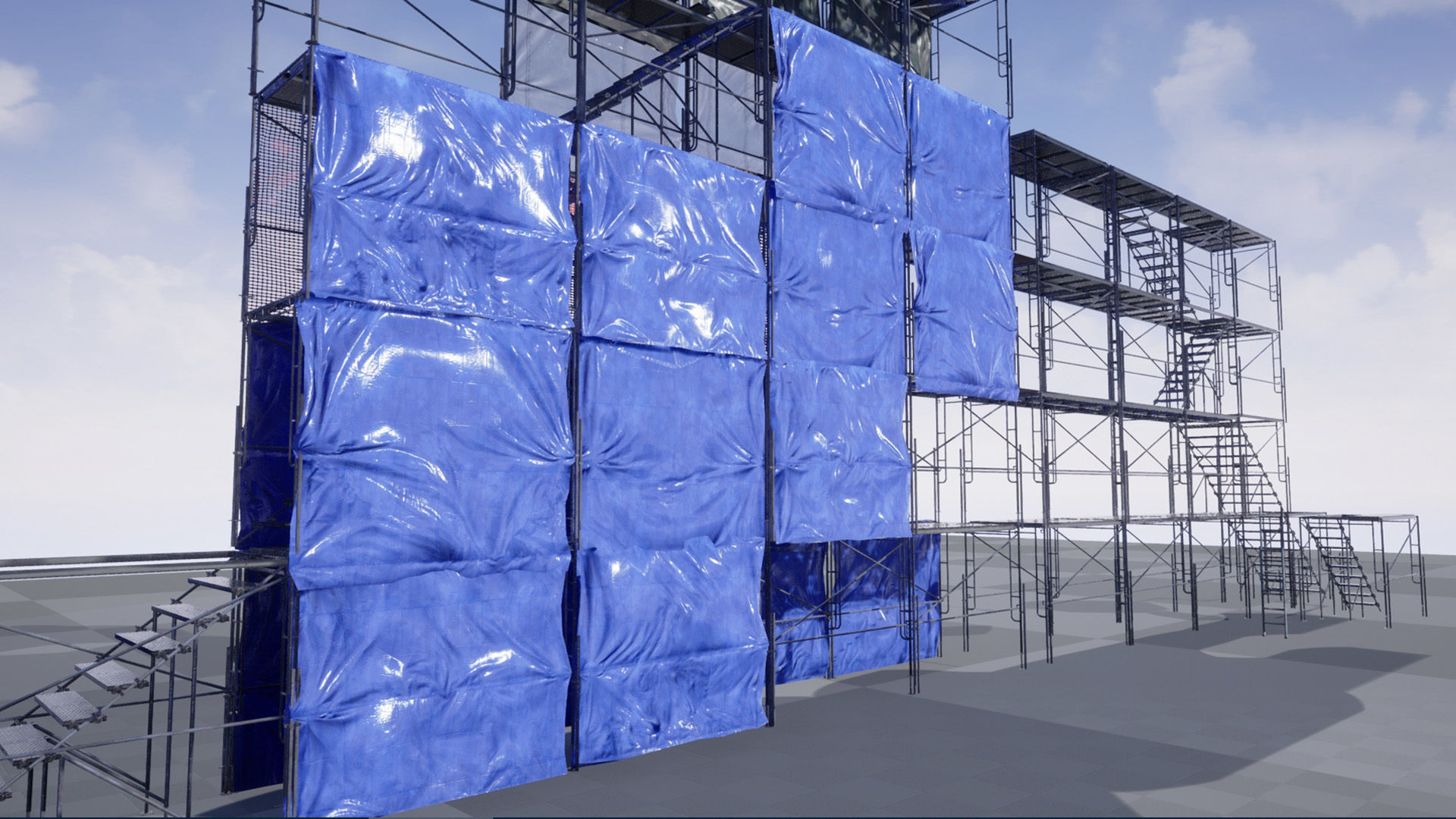 Modular Scaffolding Set Low-poly 3D model_6