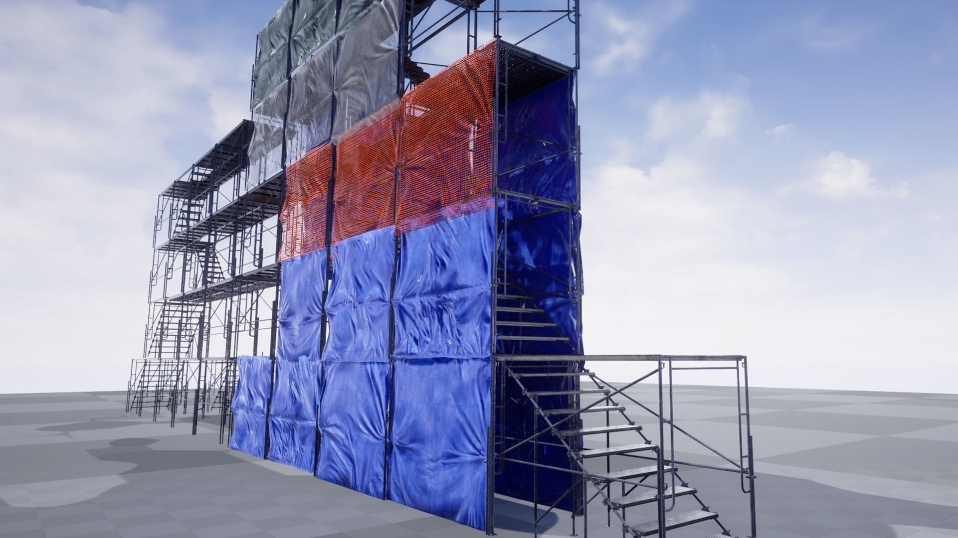 Modular Scaffolding Set Low-poly 3D model_7