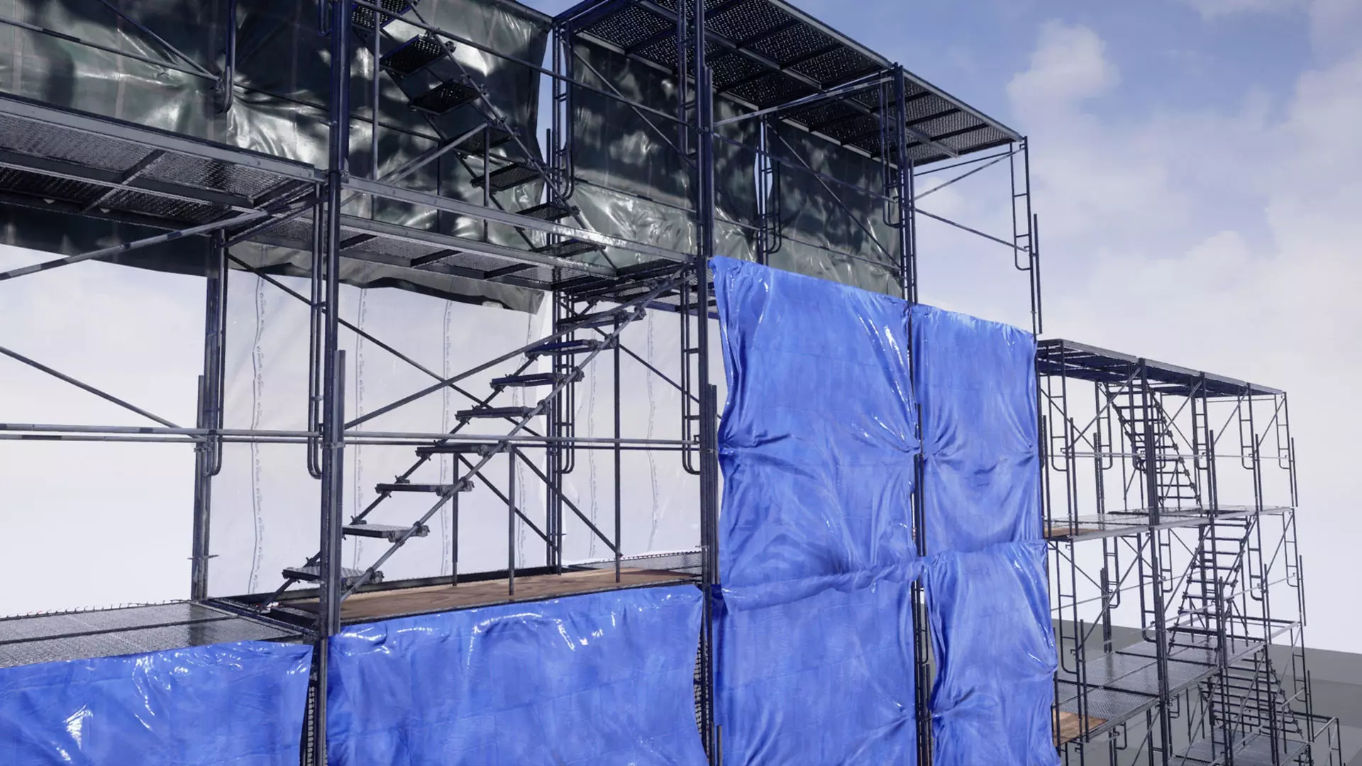 Modular Scaffolding Set Low-poly 3D model