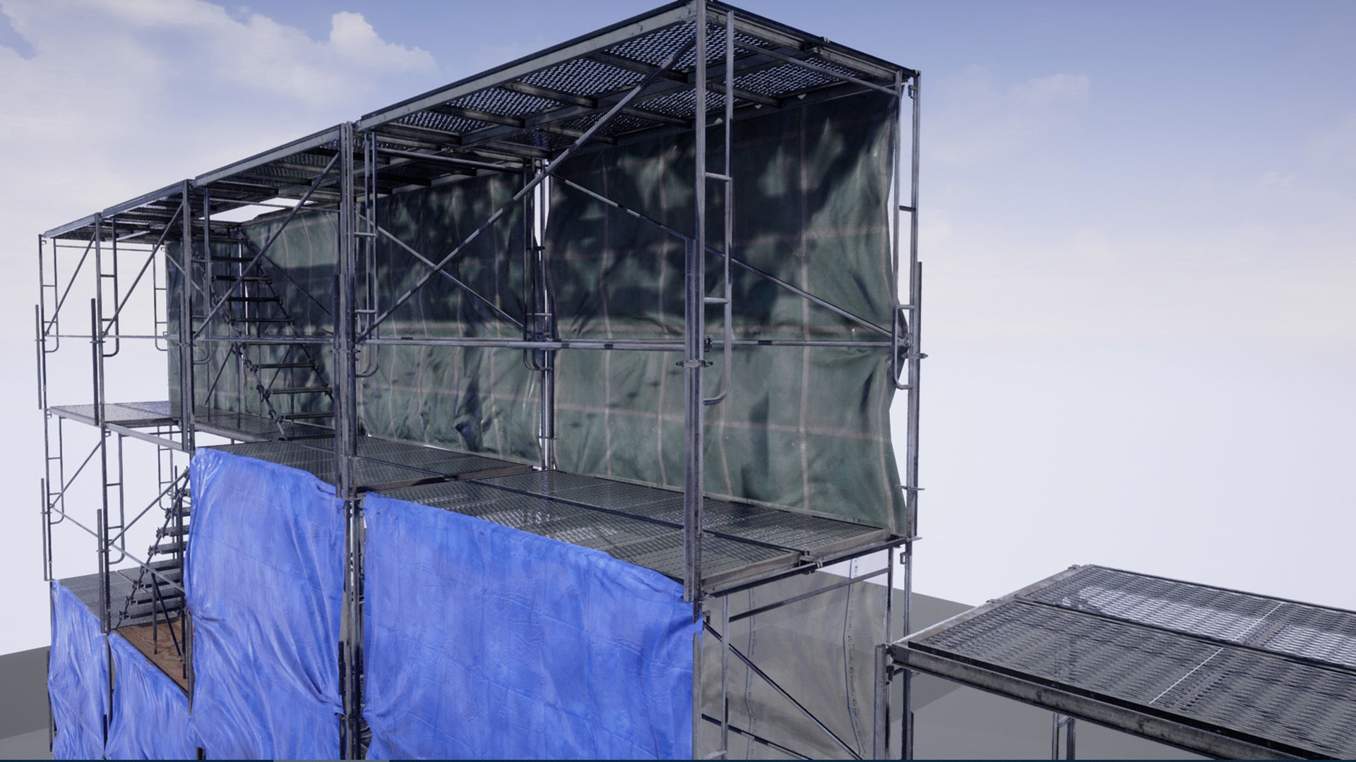 Modular Scaffolding Set Low-poly 3D model_5