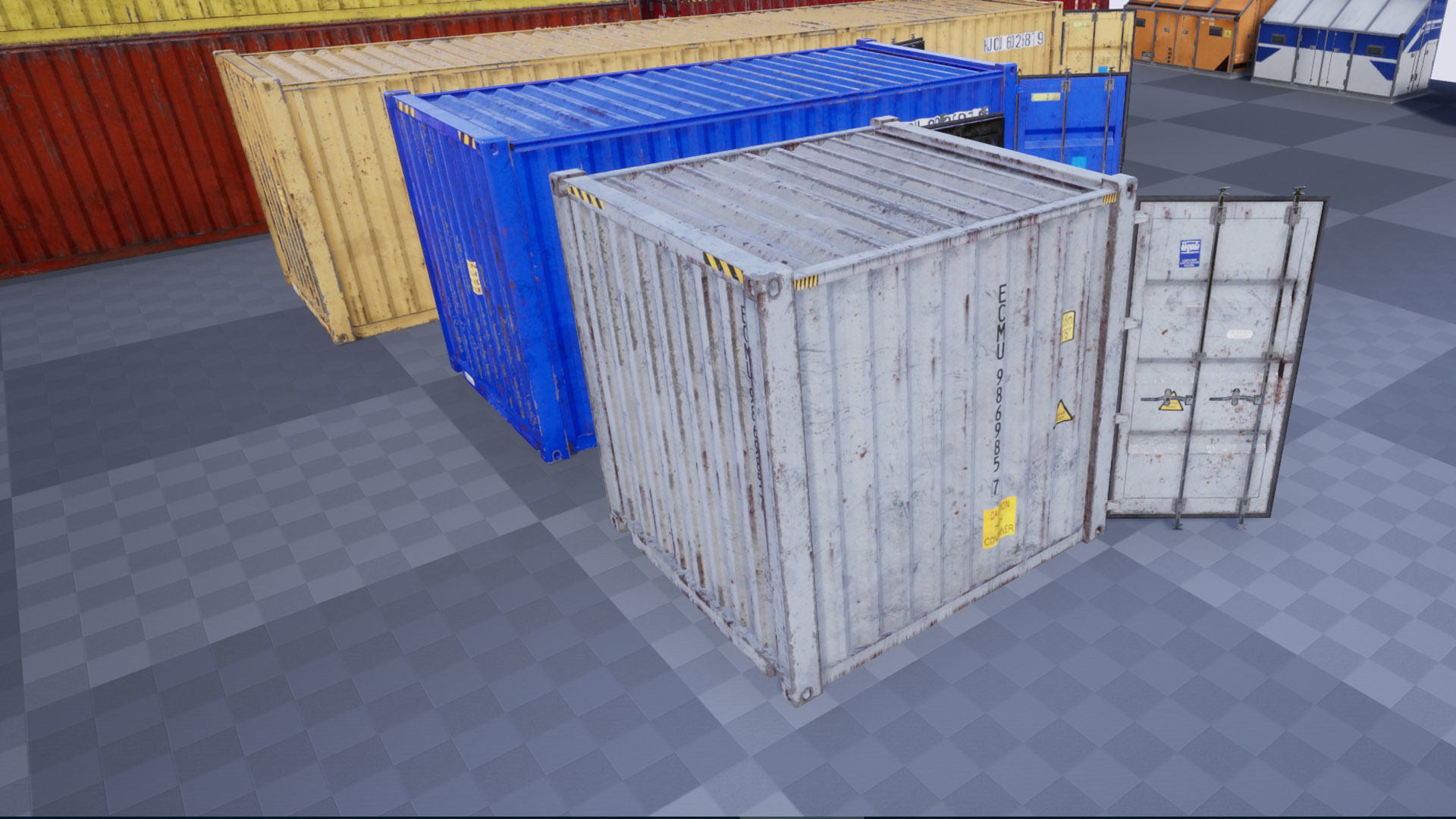 Shipping Containers with various skins Low-poly 3D model_5