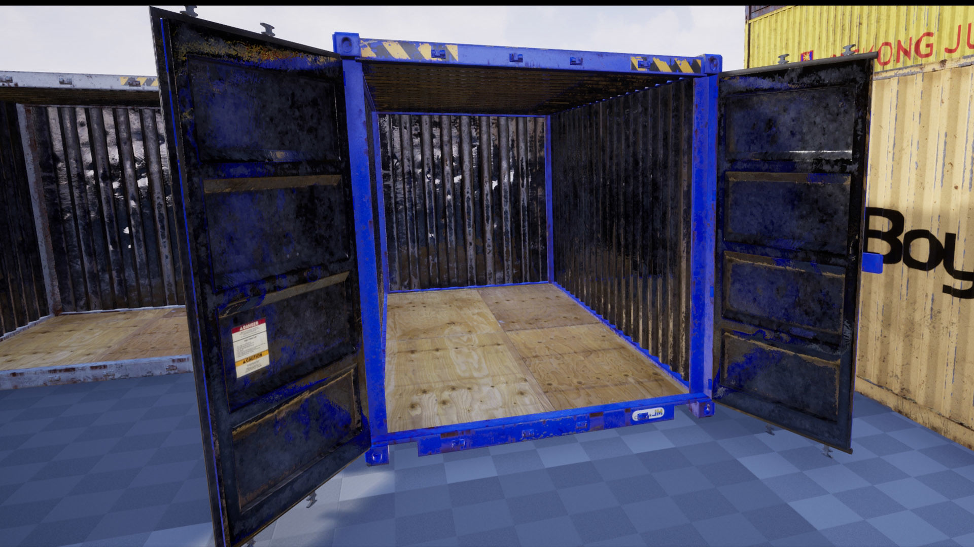 Shipping Containers with various skins Low-poly 3D model_7