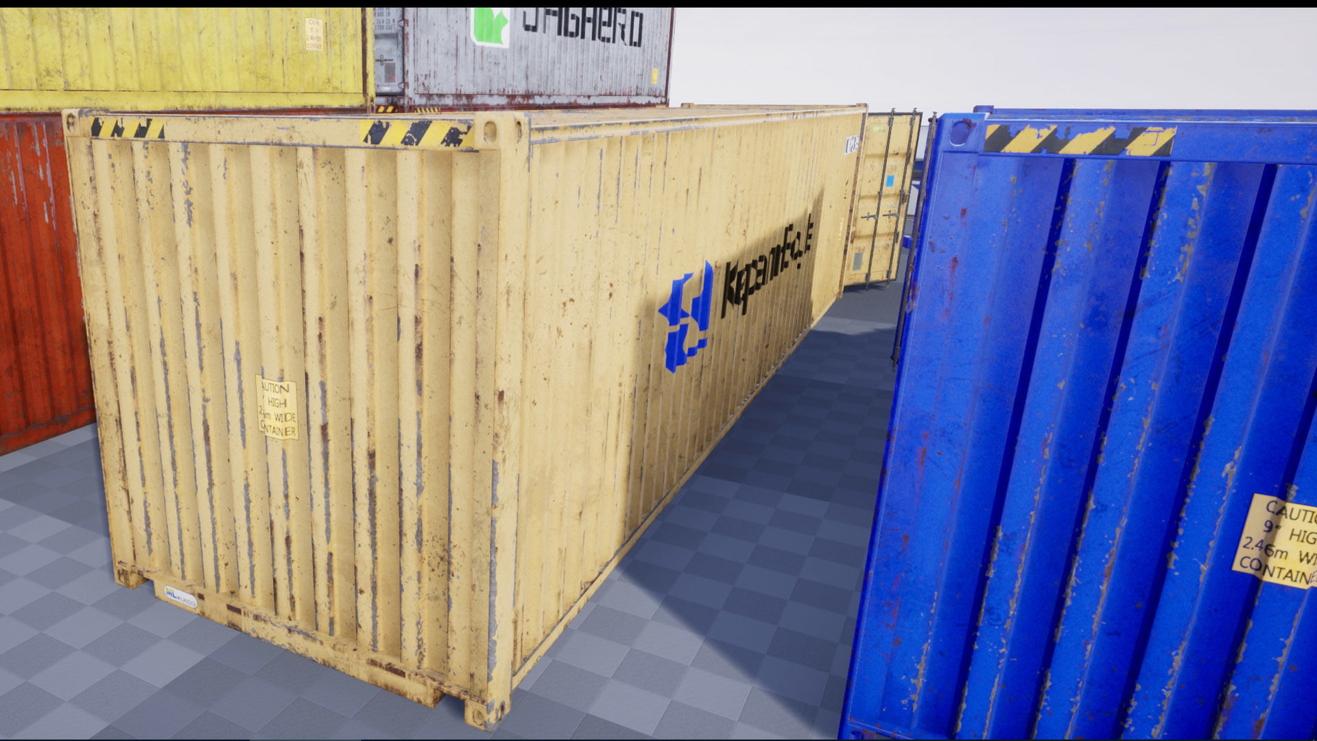 Shipping Containers with various skins Low-poly 3D model_4