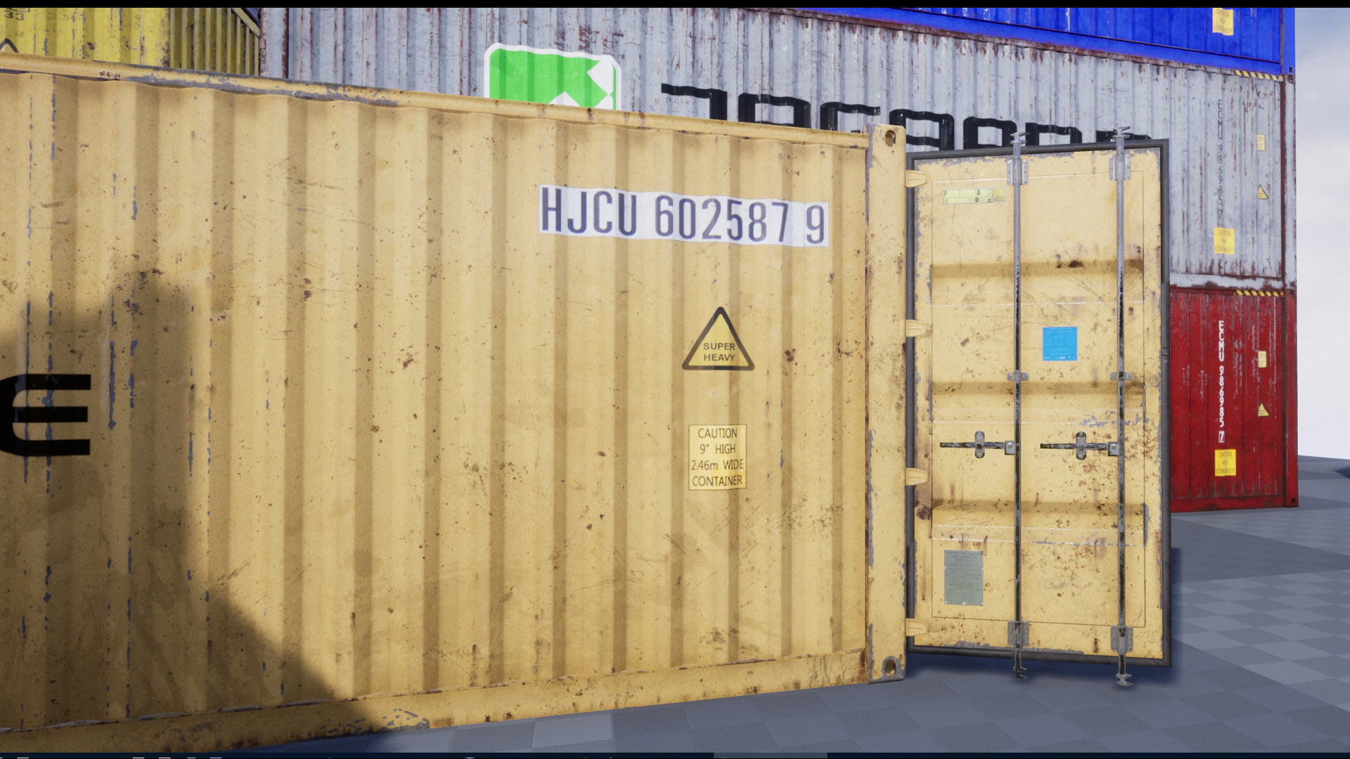 Shipping Containers with various skins Low-poly 3D model_9