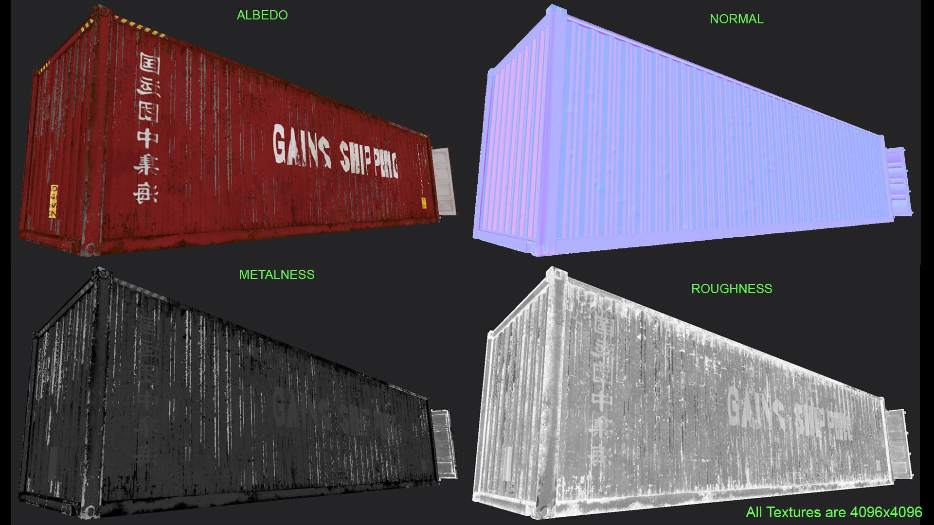 Shipping Containers with various skins Low-poly 3D model_11