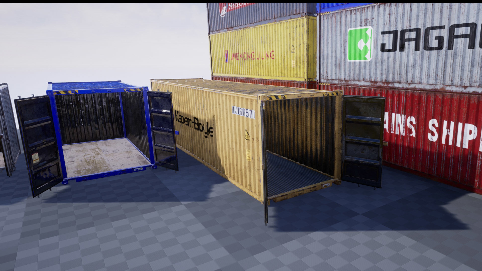 Shipping Containers with various skins Low-poly 3D model_8