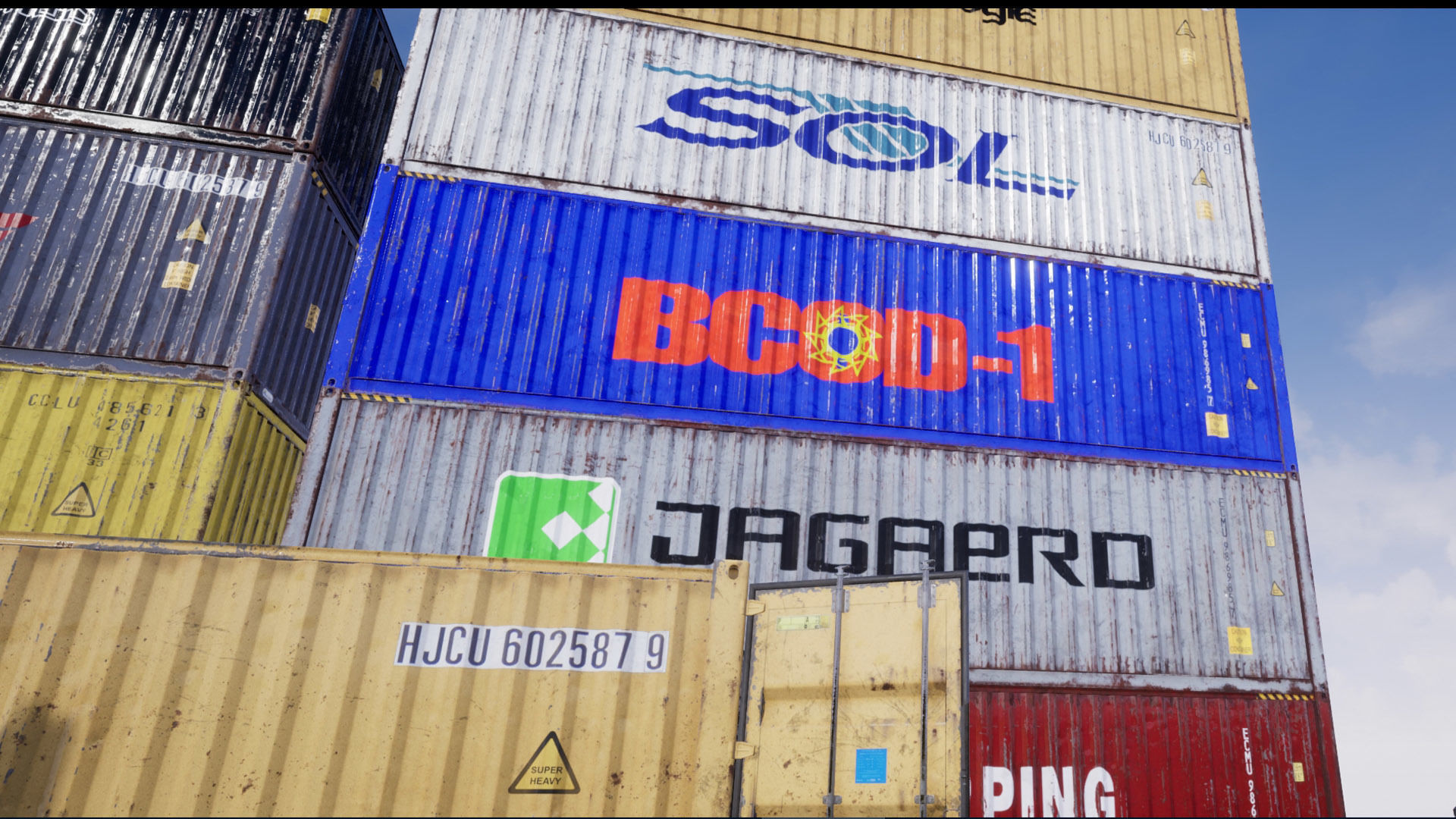 Shipping Containers with various skins Low-poly 3D model_10